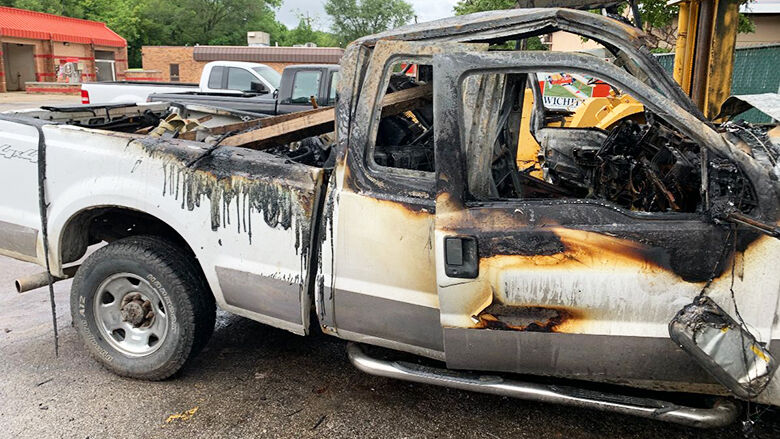 A fire destroyed this truck that crashed in Byrnes Mill, leaving Christopher Banta, 27, of De Soto dead.olved in a crash and the vehicle caught fire.